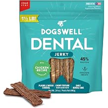 DOGSWELL Dental Jerky Dog Treats, Chicken, All Life Stages, 24 oz.
