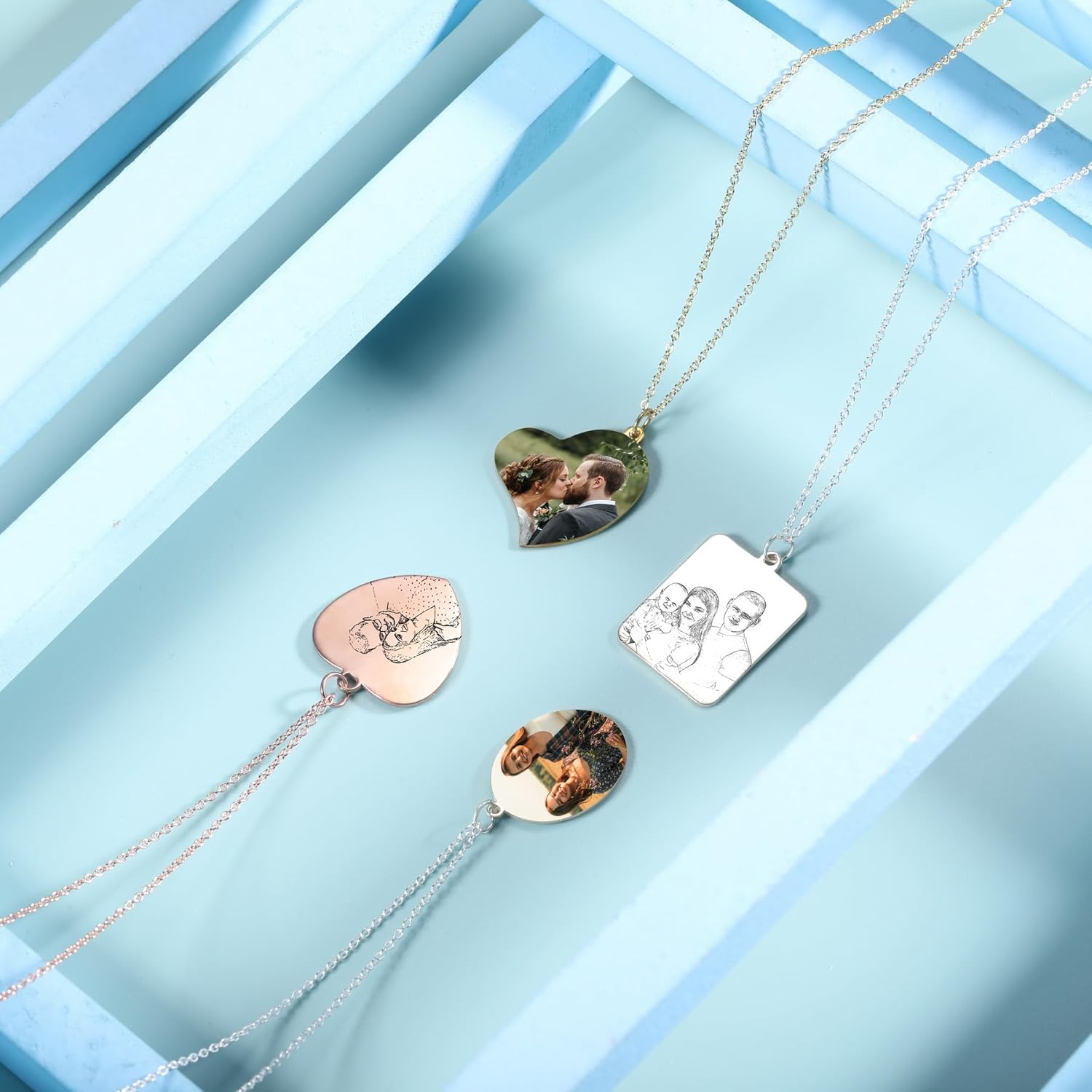 MeMeDIY Personalized Photo Necklace Customized Picture Necklace Sterling Silver Memorial Gift for Couple Women Sister Daughter