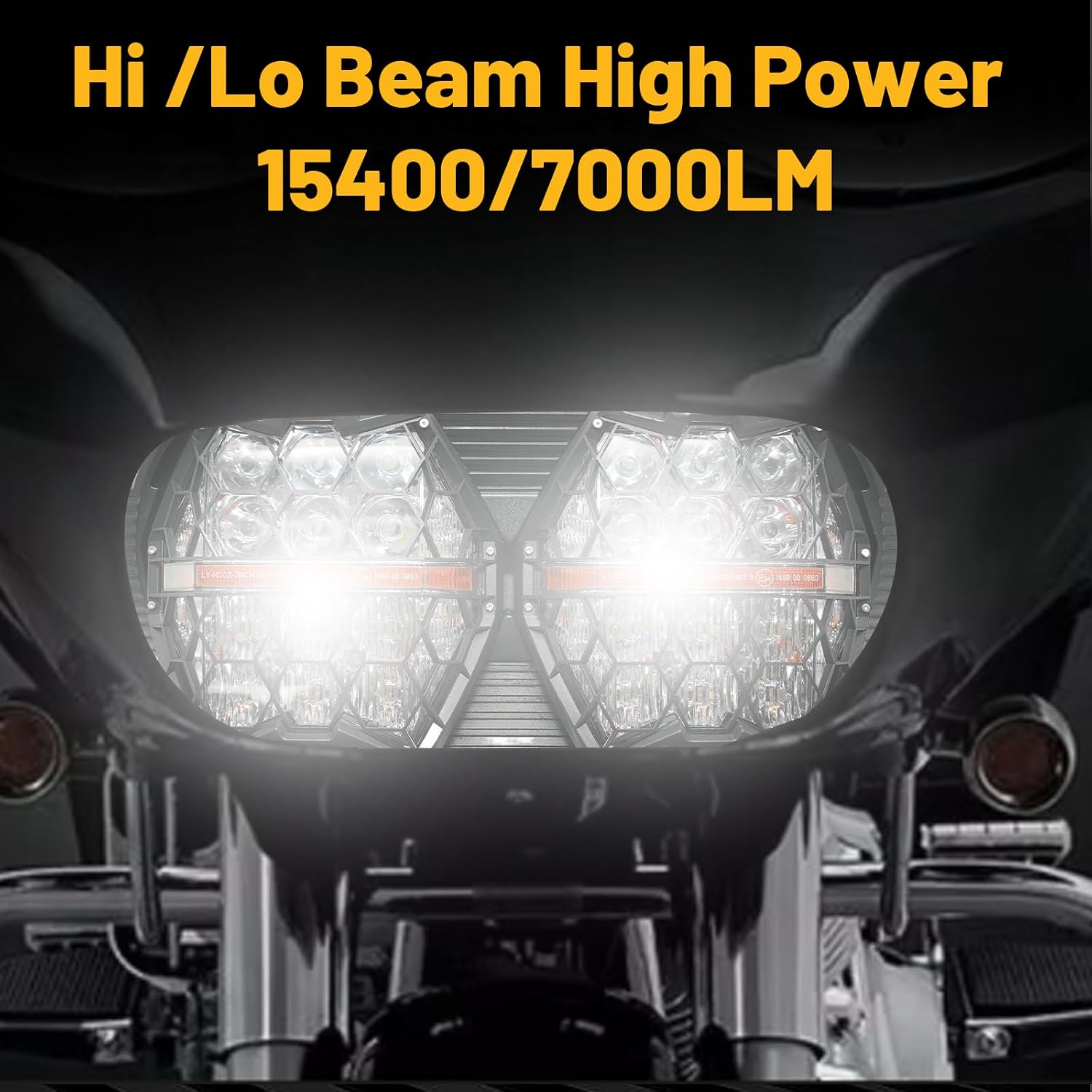 240W High Power Dual Motorcycles LED Headlight with High Low Beam Amber DRL Honeycomb design DOT Certification Headlight Compatible with Road glide 2015-2023(White)