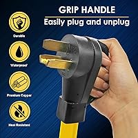 Vista 3 de Cable Adaptador de Interruptor de Transferencia de Generador TT-30 RV 30Amp a L14-30 Flexible con Mango Ergonómico, 30 Amp 3 Clavijas a 4 Clavijas