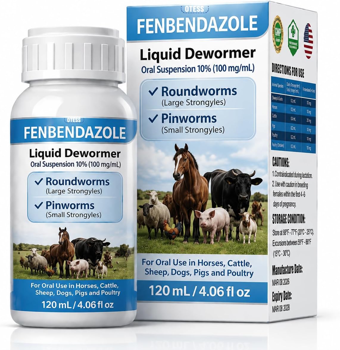 Fenbendazole-Based Digestive Support for Horses and Poultry, Intestinal Support Formula for Routine Animal Wellness