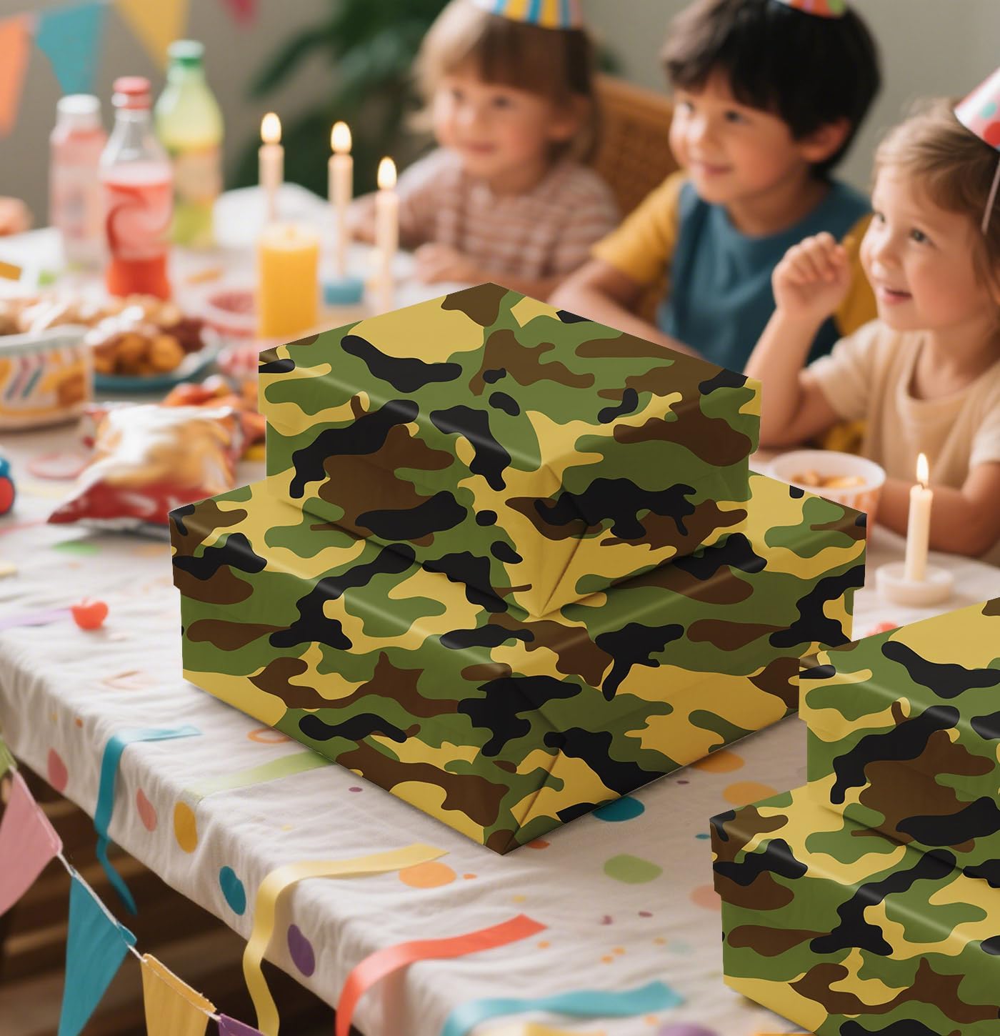 MUNILAIL Camo Wrapping Paper Roll 17 Inch x 33 Feet Camouflage Army Wrapping Paper for Men Boys Birthday Party Veterans Day Camping Gift Wrapping Paper