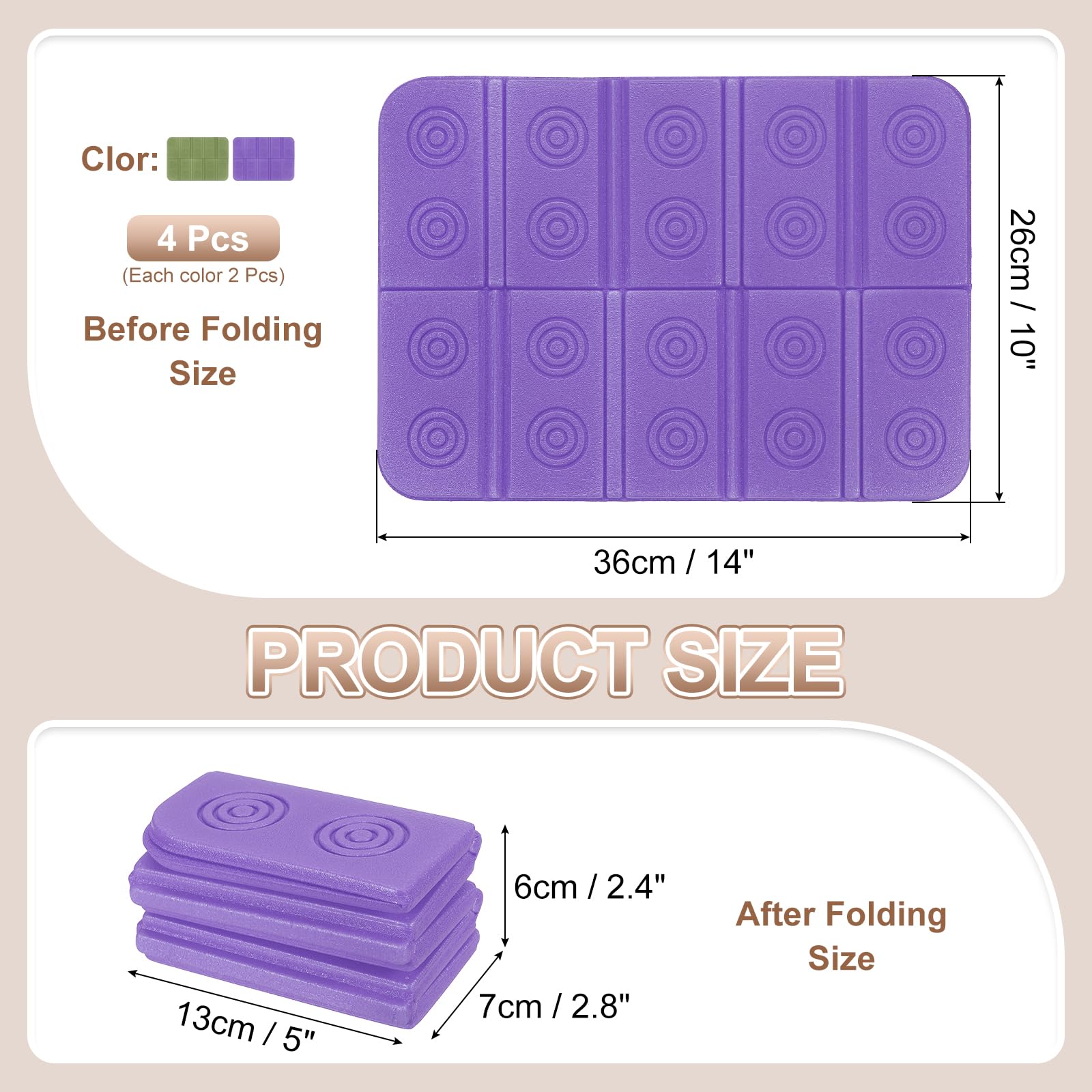 YELARXI Folding Foam Mat, Mini Portable Lightweight Mini Waterproof Folding Mat Fit for Backpacking Hiking Camping Kneeling Outdoor Activities Recreation