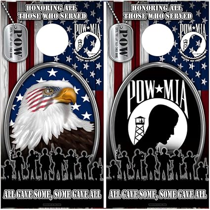 Amazon Com Decals N Designs Honoring All Those Who Served Eagle 1 With s Pow With s American Flag Laminated Combo Cornhole Board Wraps Set Of 2 Sports Outdoors