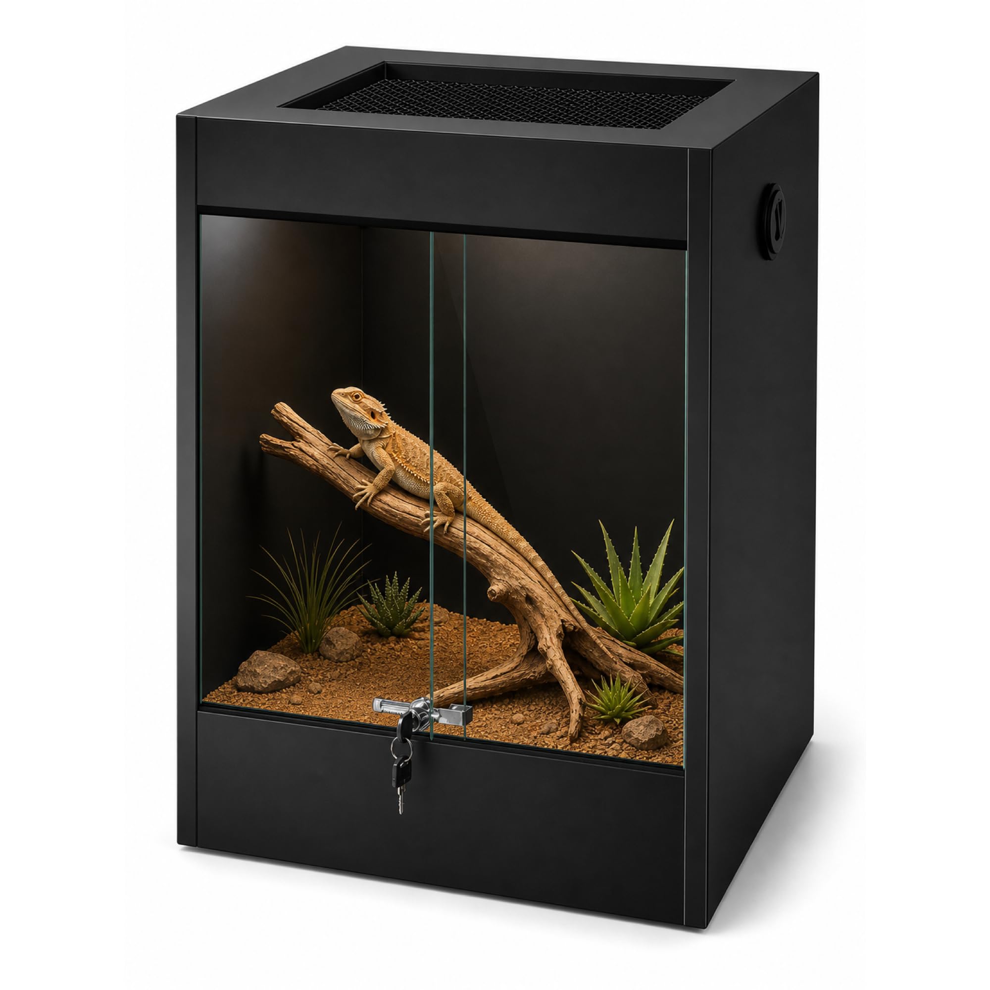 Terrario per rettili in PVC, 33 galloni, con apertura frontale e drago barbuto, 61 x 45,7 x 45,7 cm, con porte scorrevoli in vetro temperato, blocco e ventilazione dello schermo superiore per gechi