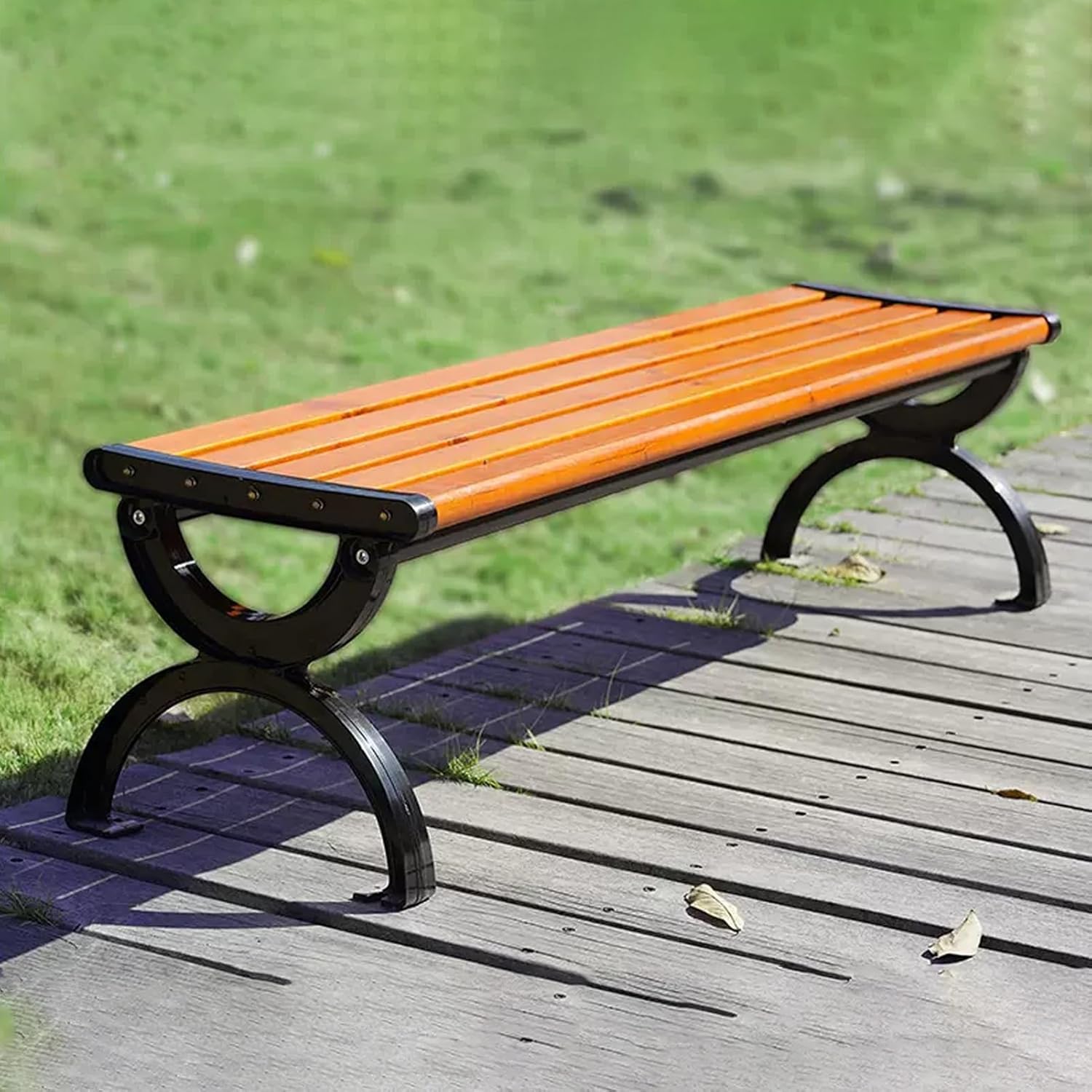 Outdoor Garden Bench, Patio Park Bench, Weather Proof Porch Outdoor Furniture Loveseat, Perfect for Backyard, Deck, Lawn, Poolside(Size:150cm/59in A)