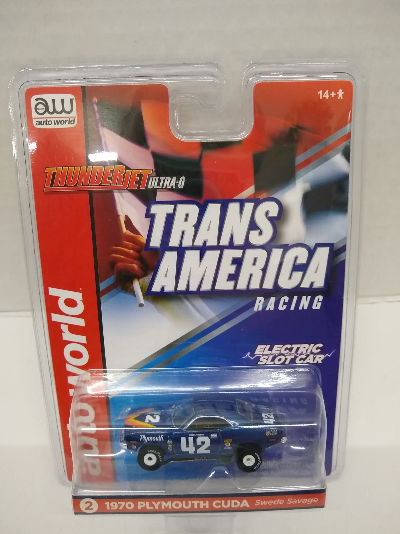 Auto World SC362-2 Trans America Racing '70 Cuda Swede Savage HO Scale Electric Slot Car