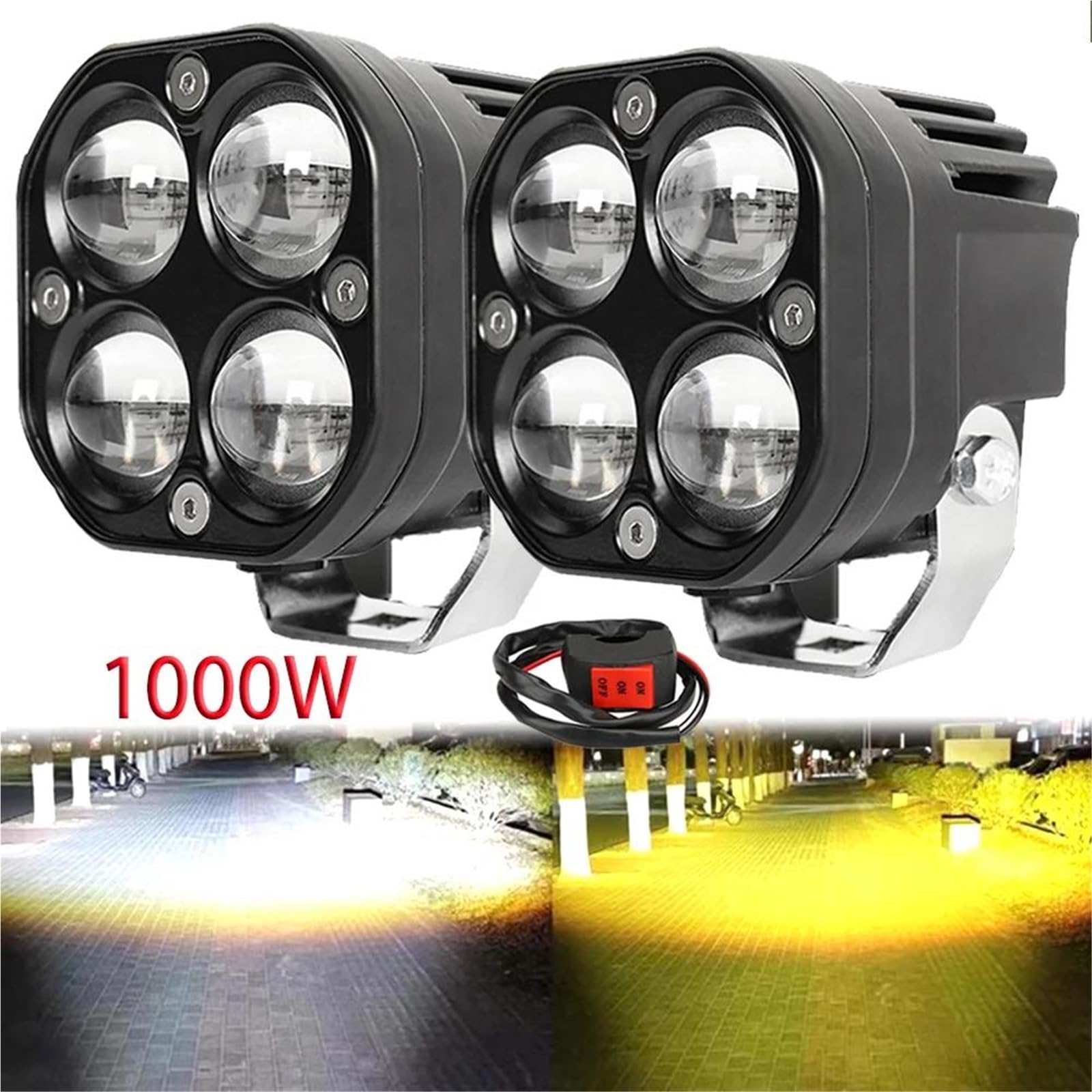 Motocicleta Faros Headlight Conjunto Faros Delanteros LED Superbrillantes Universales Para Motocicleta Focos Auxiliares De 1000W 12V 24V