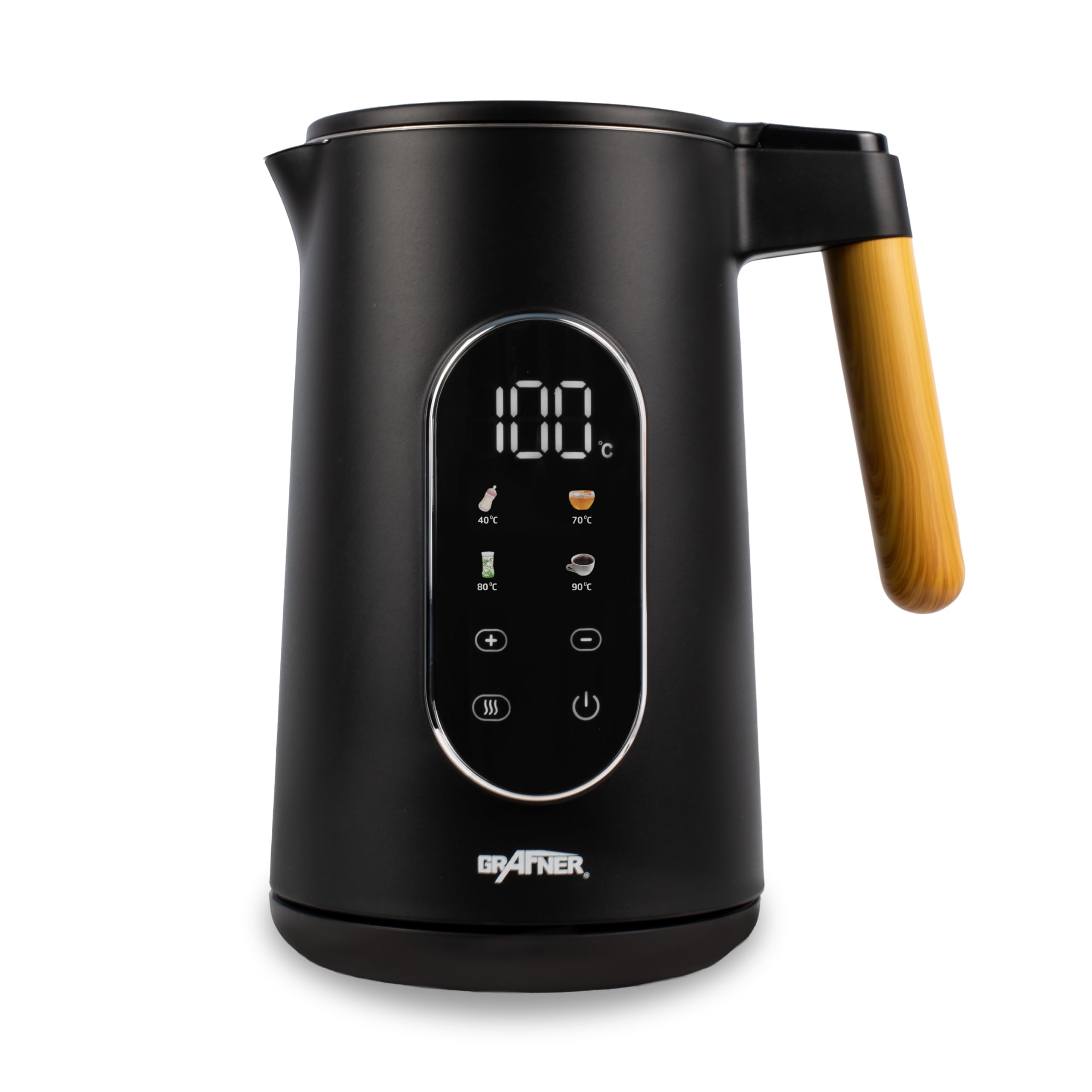 Théière en acier inoxydable Grafner au design double paroi et performances thermiques 2200W