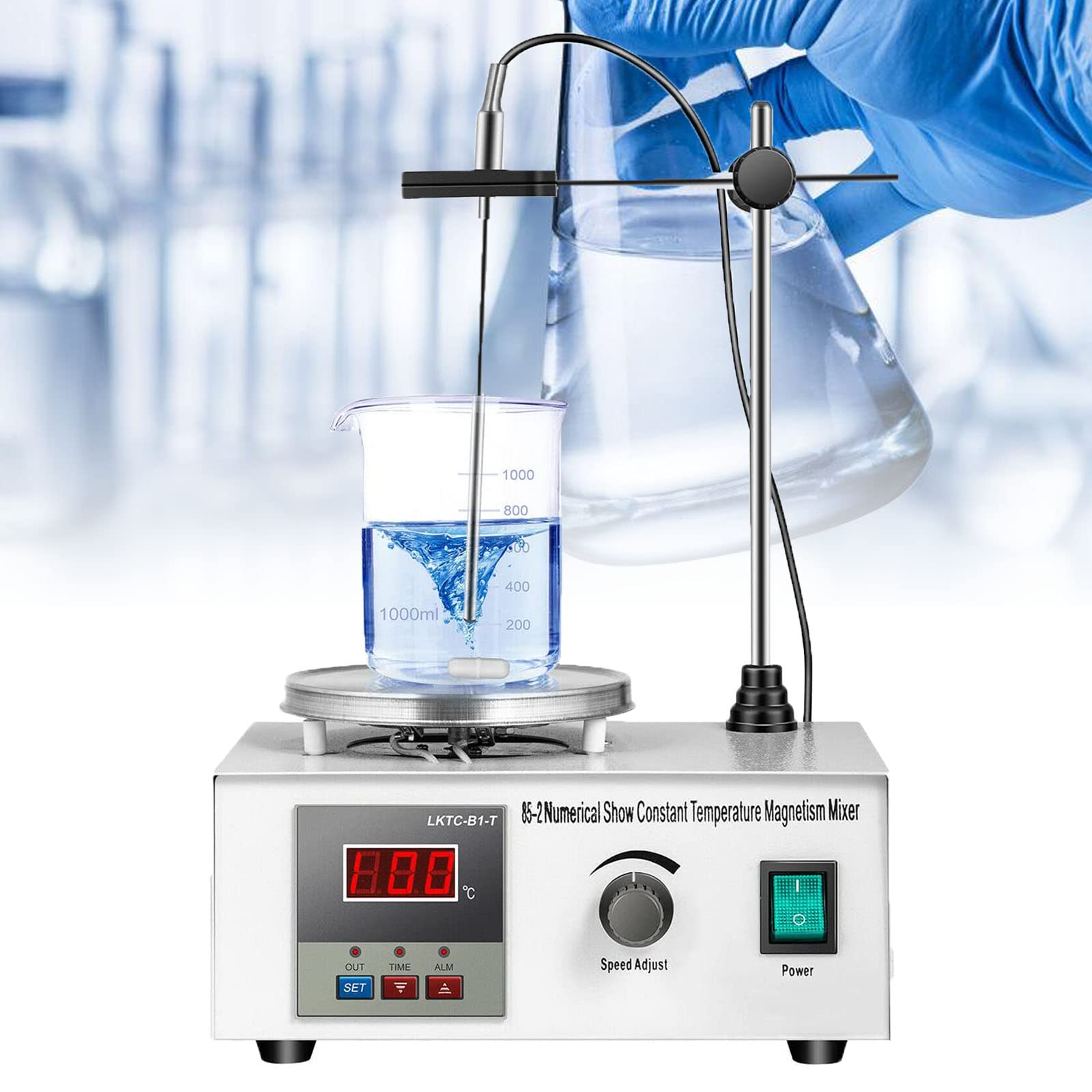 REUOO Magnetic Stirrer Hot Plate, Digital Magnetic Mixer with Led Digital Display, 2000 Rpm Lab Heating Plate, Stepless Speed Regulation, for Scientific Research, Home Brewing