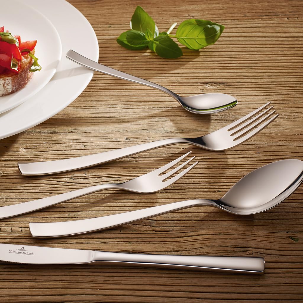 Villeroy & Boch - Elisabeth Tafelbesteck 30-teilig, Klassisches Besteckset für 6 Personen, 6 Tafelmesser, 6 Tafelgabeln, 6 Tafellöffel, 6 Kaffeelöffel, 6 Kuchengabeln, Spülmaschinenfest, Edelstahl