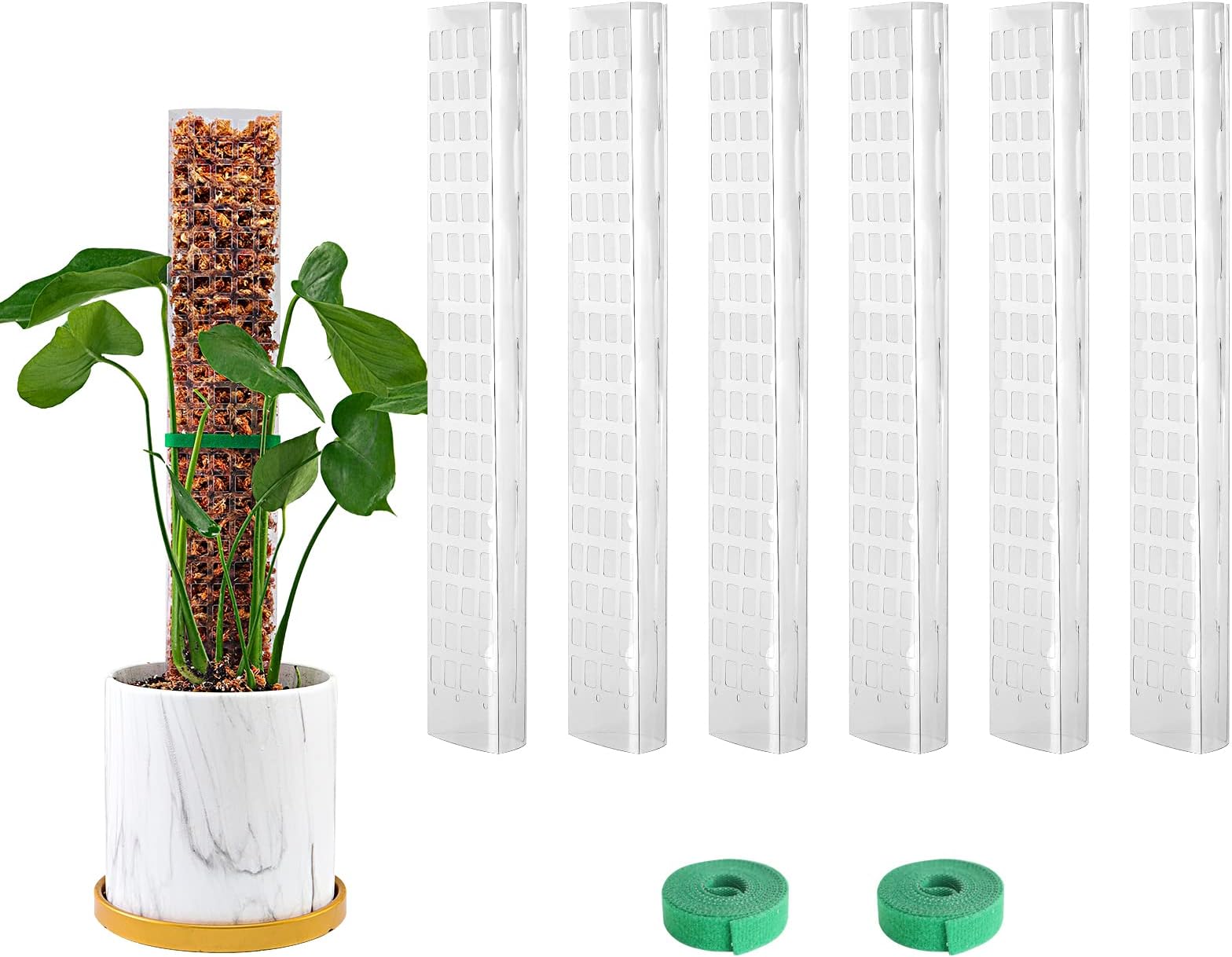 6 Pcs 15 Inch Plastic Moss Pole for Monstera, D Shaped Poles for Climbing Plants Work with Sphagnum Moss, Garden Ties