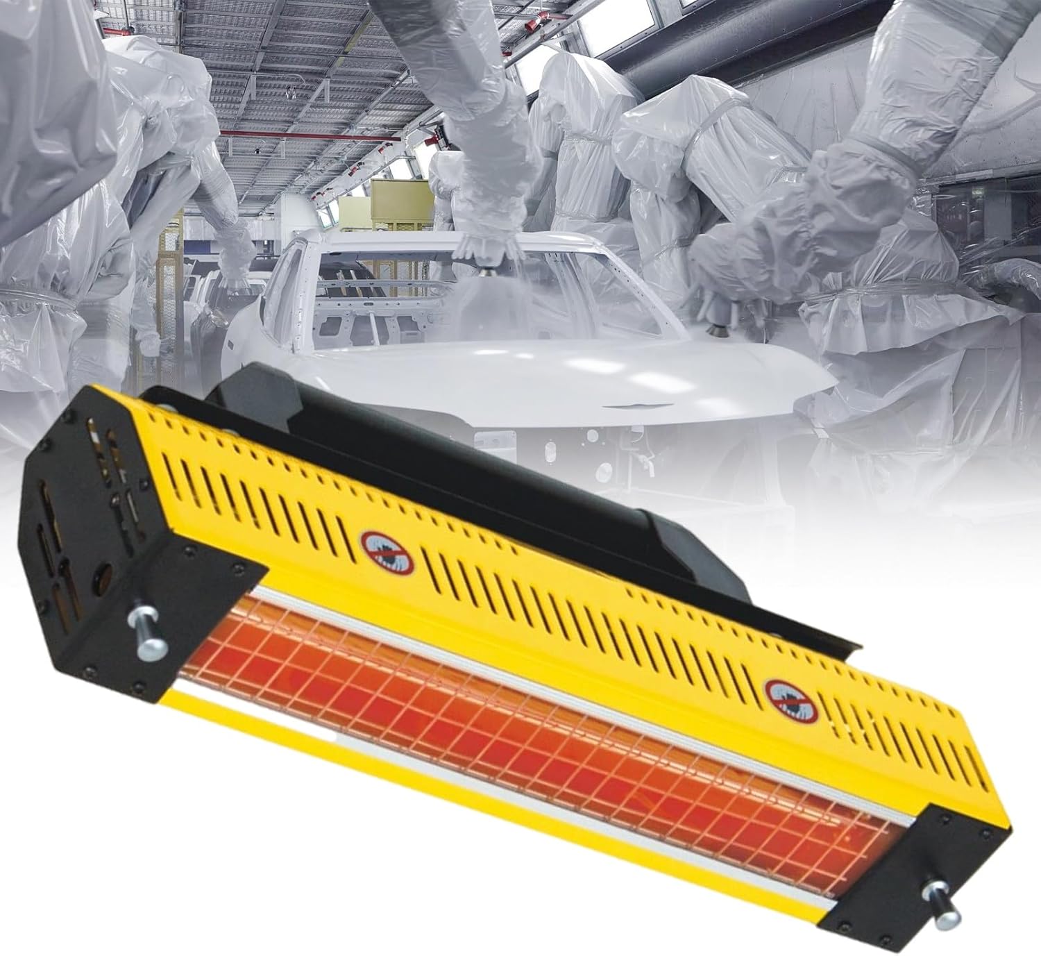 Infrared Paint Curing Dryer 1000W/2000W, Handheld Shortwave Lamp for Drying Filler and Primer, Baking Temp 60-70℃, Portable Design for Efficient Curing