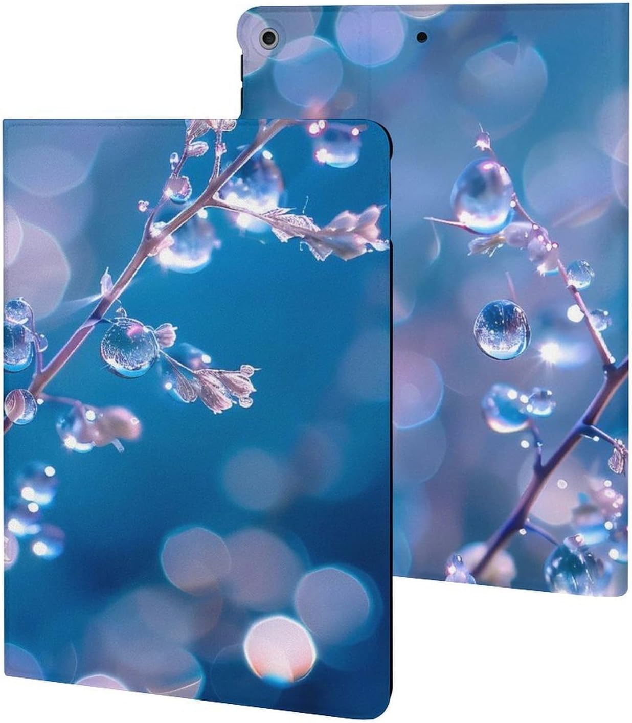 Water Droplets Blue Background Printed Case Trifold Stand Protective Cover Compatible with ipad 2019/2020/2021(10.2in)