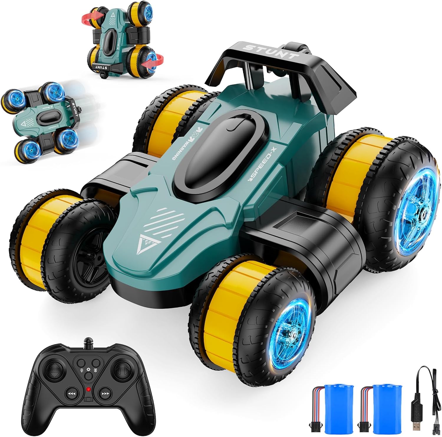 High Speed Drift Remote Control Stunt Deformation Car, Birthday Gifts, for Boys and Girls 4-16 Years Old (Green)