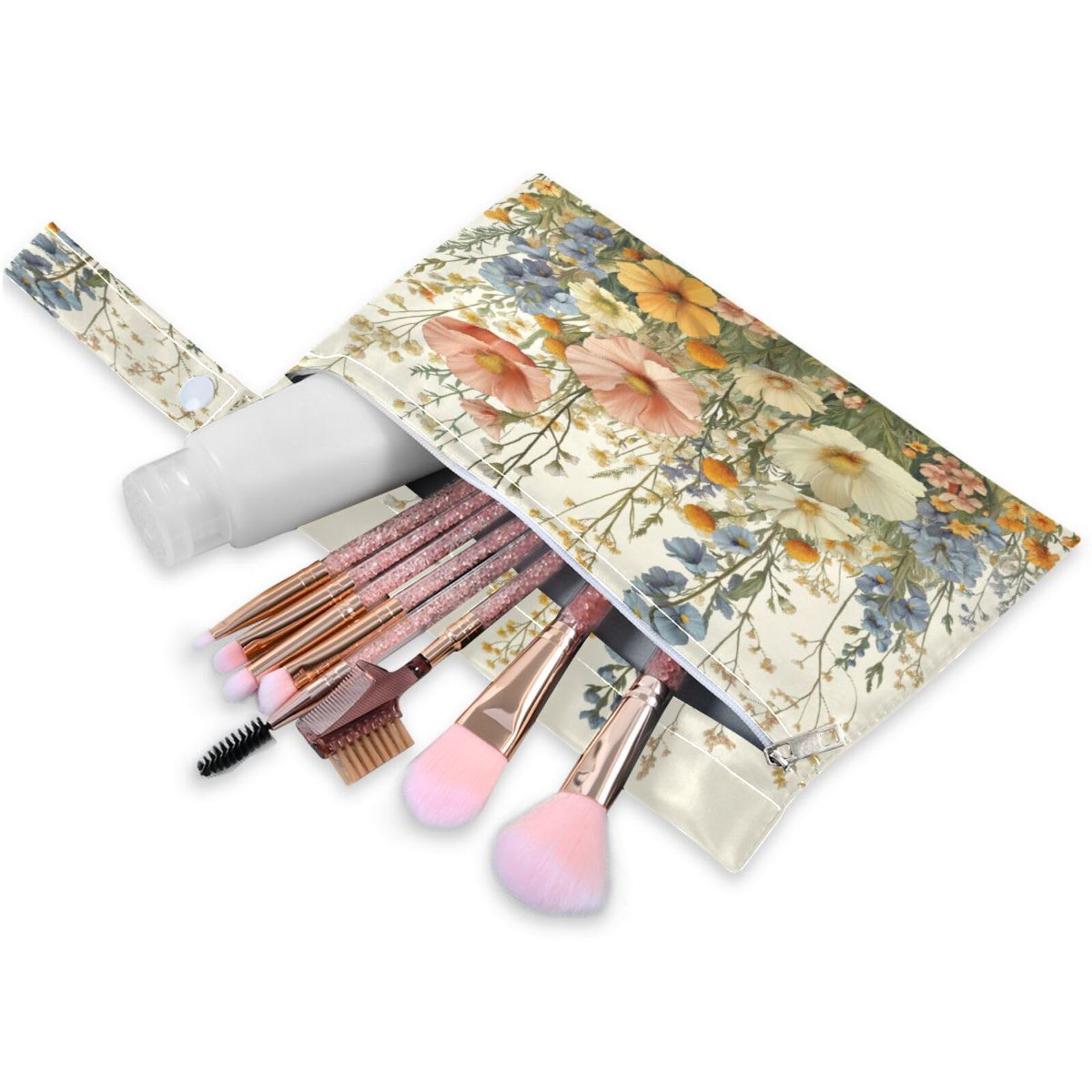 ATTX Herbal Wildflowers Wet Dry Bags 2-Pack - Reusable Cloth Diaper Storage for Travel, Beach & Gym | Multi-Use Waterproof Bags for Swimsuits, Baby Clothes, Sports Gear#166