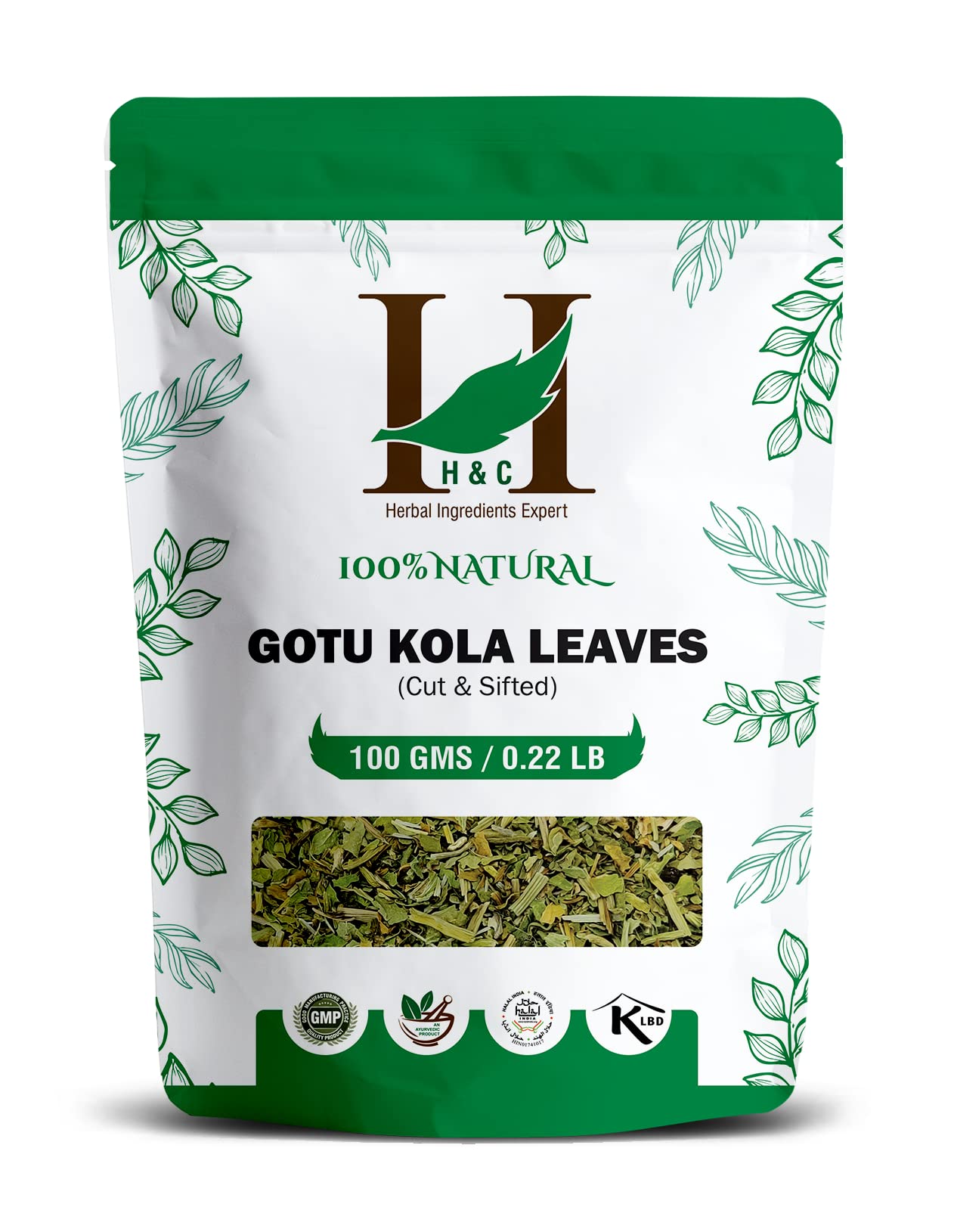 H&C Gotu Kola Leaves (Cut and Sifted) - 100g Pack | Herbal Tea Ingredient | Loose Tea - (centella asiatica)