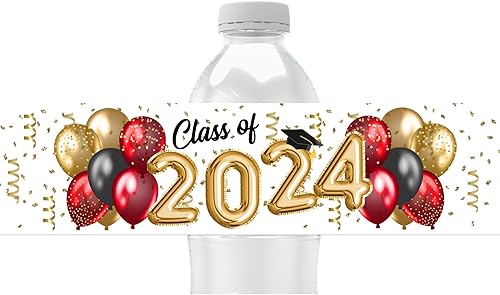 Miniatura 4 de Graduation Water Bottle Labels, Class of 2024 Party Favors, Pack of 25 Peel and Stick Waterproof Water Bottle Wrappers (BlueGold)