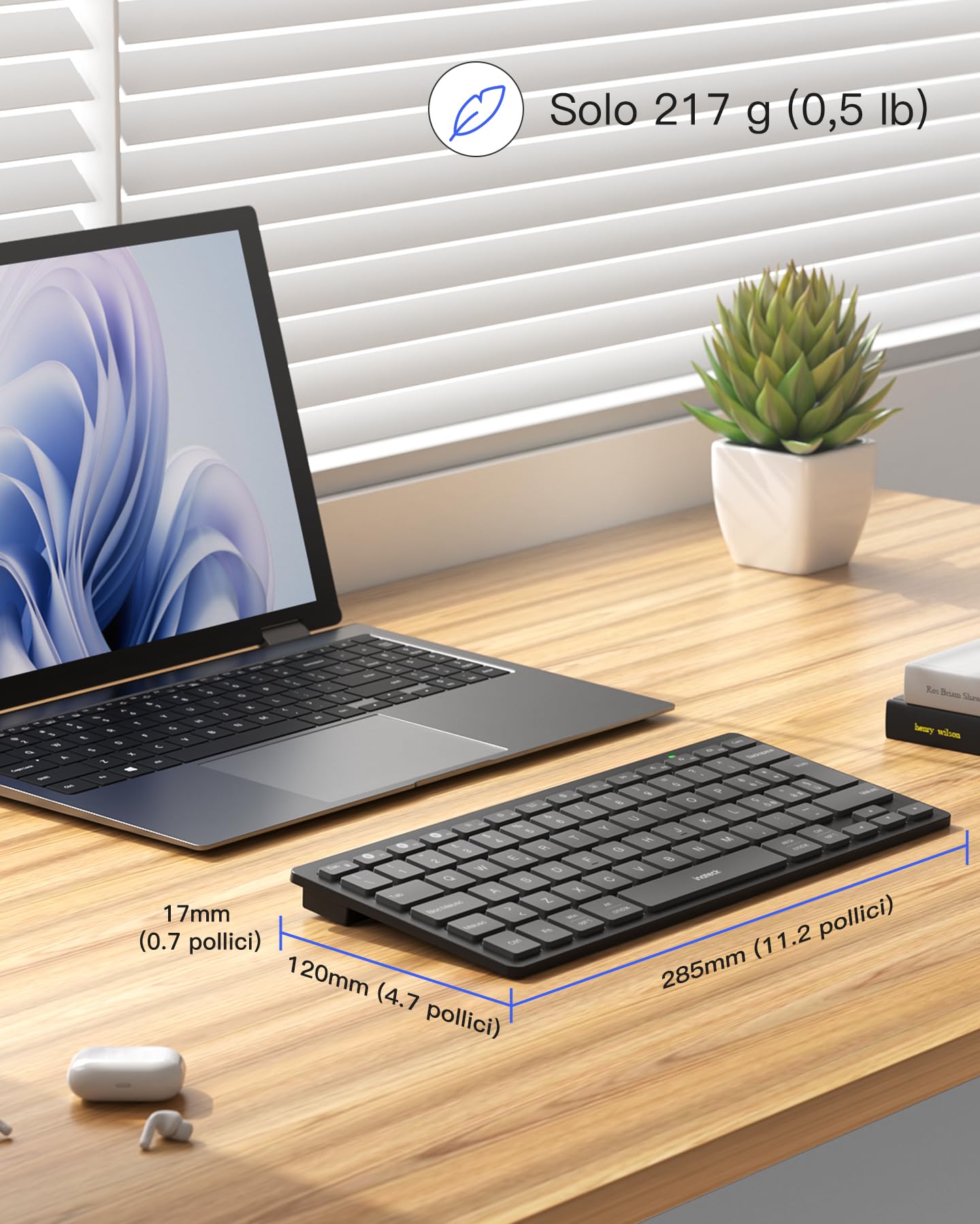 Inateck Tastiera Bluetooth Wireless Ultra-Sottile Connessione a 3 Dispositivi, Compatibile con iPad Pro/Air, PC, Windows, iPadOS, Android e iOS, Batteria da 18 Mesi, Design Portatile, Grigio