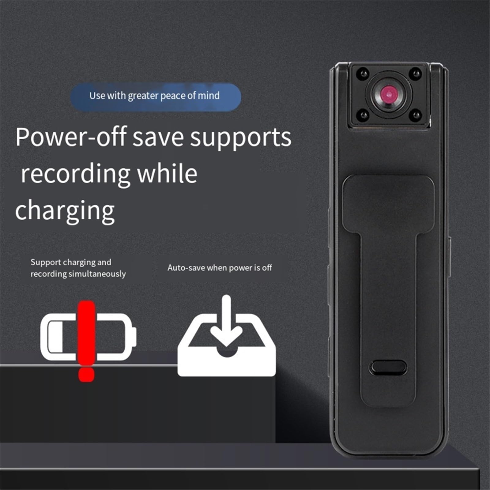 Dodorado Enregistreur Audio Vidéo Sport Ultra HD 2 en 1 Caméra d'Action Grand Angle 1080p Vision Nocturne Autonomie 5 h Caméra Corporelle Portable Clipser