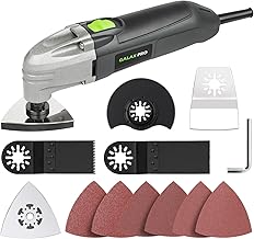 Outil oscillant GALAX PRO 180W, 22000 OPM, angle d'oscillation de 3 degrés, 3 lames de scie, 1 plateau de ponçage semi-circulaire, 6 feuilles de papier abrasif pour le ponçage et le meulage