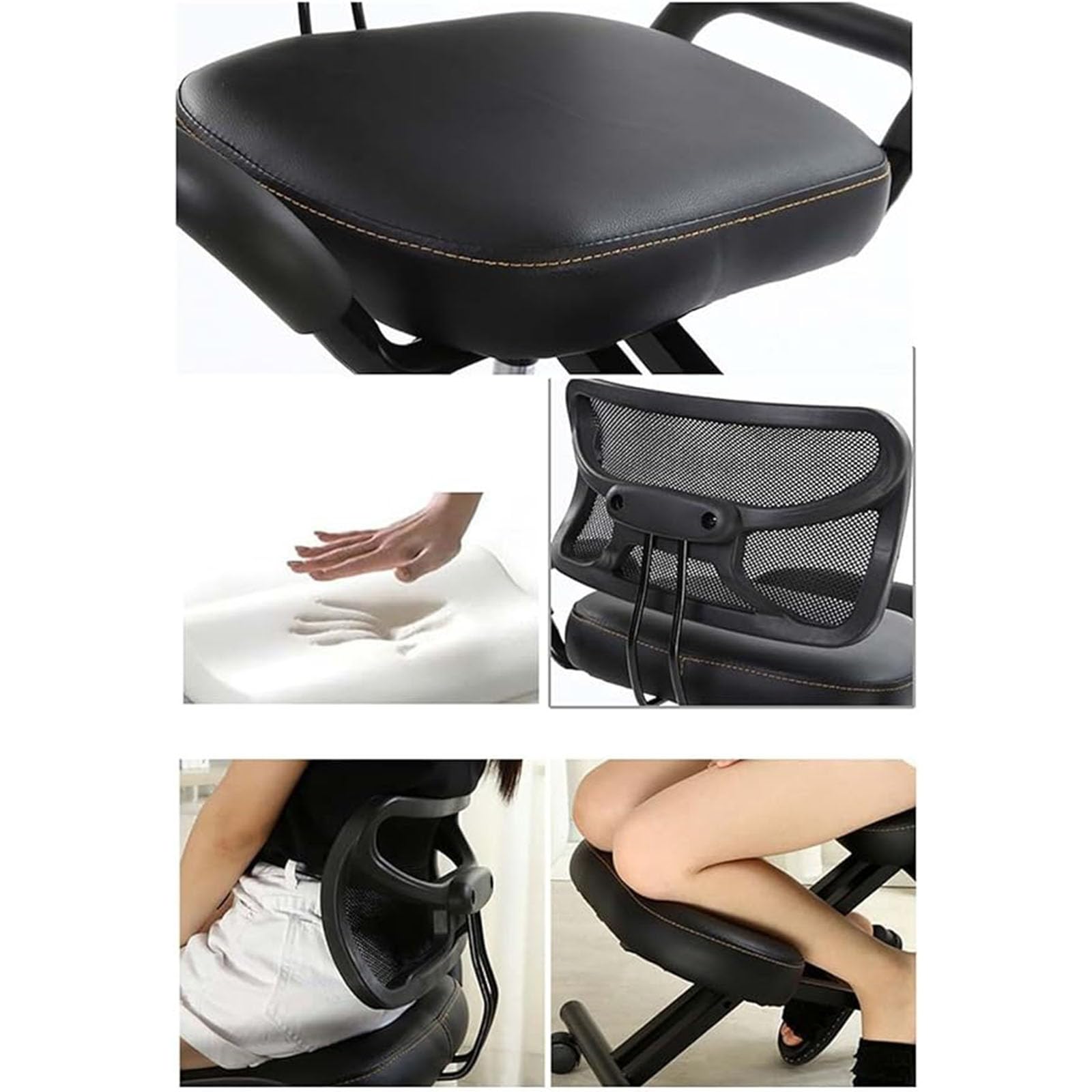 Ergonomiczne krzesło klęczące z regulowaną wysokością i podparciem pleców do korekcji postawy, idealne do domowego biura, nauki i pisania