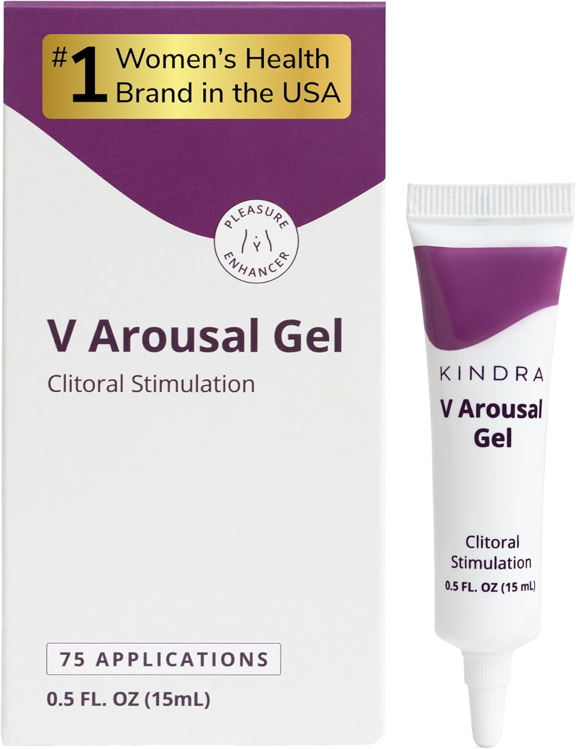 Kindra V Arousal Gel Silicone and Water Based pH-Balanced Clitoral Stimulating - Heightens Intimate Desire, Arousal, Sensitivity - Long-Lasting Tingling, Warming, Doctor-Recommended - 75 Applications
