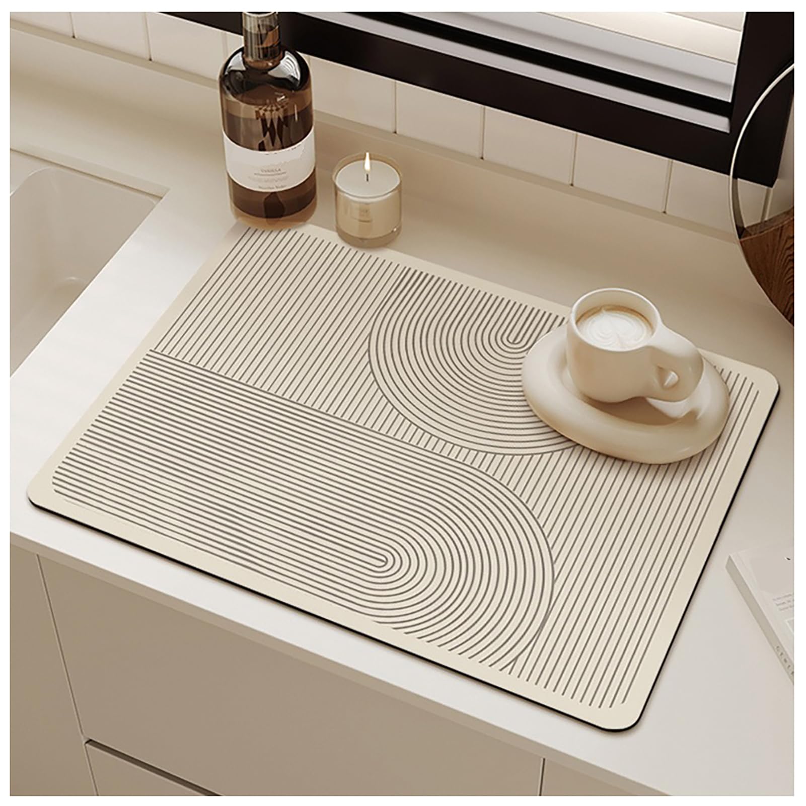 Tapete secaplatos absorbente de 50x80cm con goma antideslizante para cocina y rincón de café