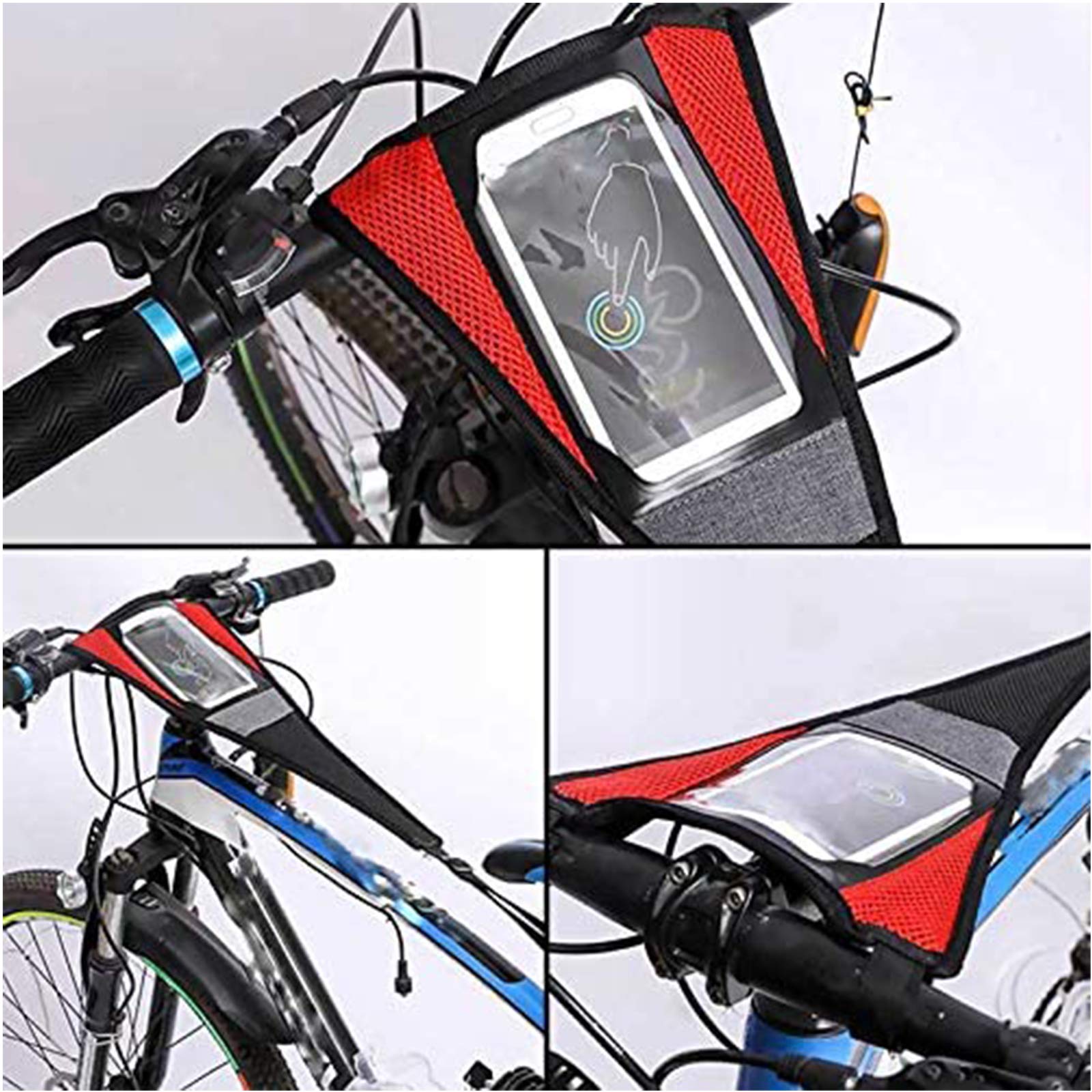 Fascia Protezione Antisudore di Bici Telaio Sudore Protezione Antisudore per Bici a Rete con Custodia per Telefono Assorbe Corrosione per Bicicletta da Allenatore Allenamento Ciclismo al Coperto