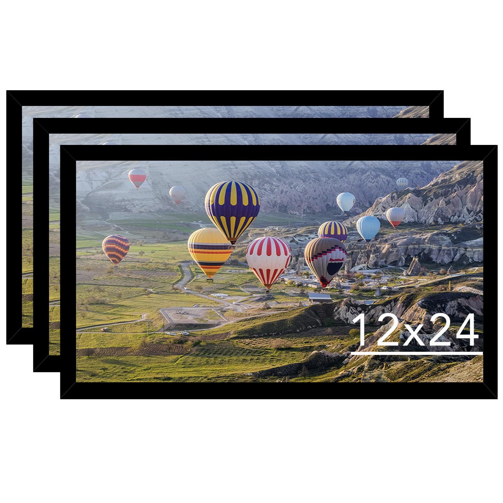 JCJMY 12x24 Picture Frame Set of 3 Black
