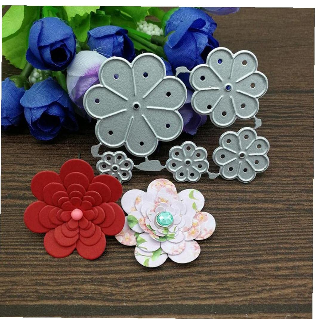 Ruluti 5 Pcs Flower Metal Cutting Stencils For Scrapbooking Decorative Embossing Handcraft Die Cutting Template