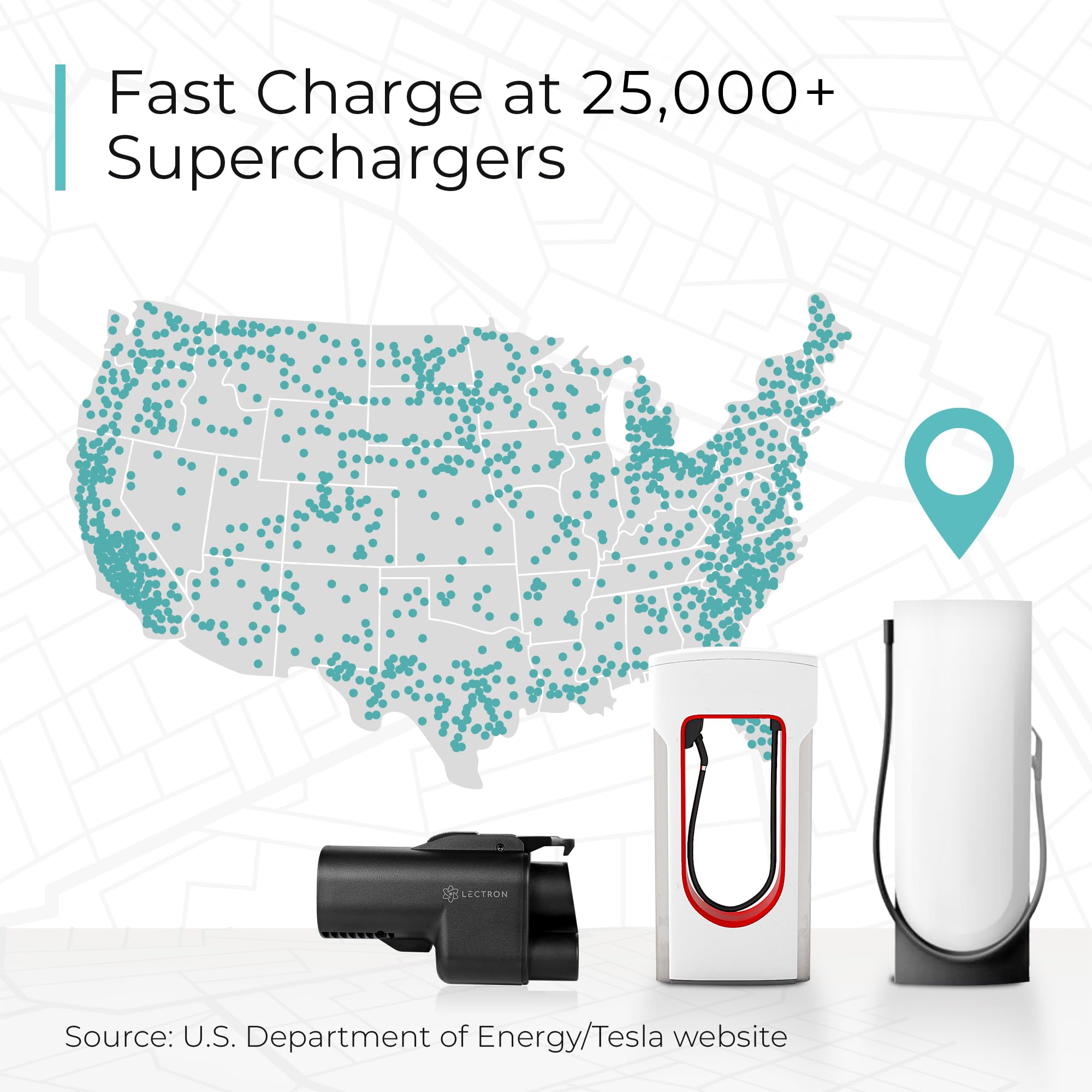 Lectron NACS to CCS Electric Vehicle Adapter with Interlock - 500 Amps / 1000V - Compatible with Tesla Superchargers - CCS1 Fast Charging with Vortex Plus [Check with Your Automaker for Compatibility] — view 7