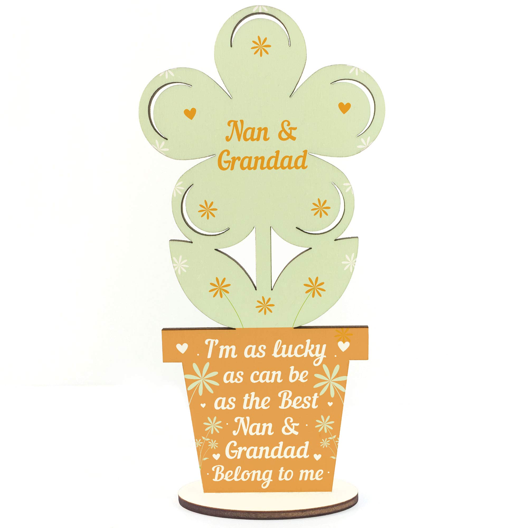 RED OCEAN Nan And Grandad Birthday Wooden Flower Gifts From Grandchildren LOVE Keepsake