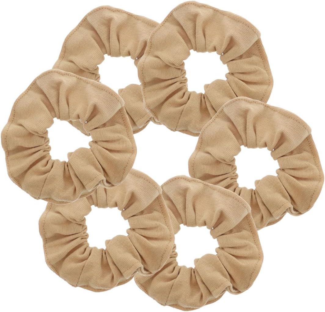 Motique Accessories Large Solid Scrunchie - 6'lı Set - Taba
