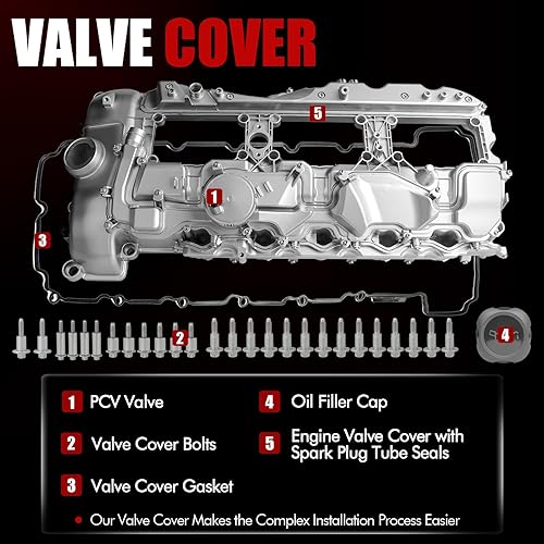 Miniatura 3 de MITZONE Kit de cubierta de válvula N55 de aluminio de rendimiento mejorado compatible con BMW 2011-2019 X3 X5 X6 2010-2017 535i 335i 2013-2015 740i