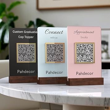 Custom Multi Business QR Code Sign Mini QR Display Sign Scan to Pay Personalized Venmo Instagram App Social Media Signs Acrylic Beauty Store Salon Hairdressers Beautician Plaque