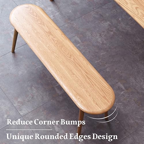 Miniatura 4 de Banco de madera de roble 100% certificado FAS, banco de entrada de esquina redondeada, banco de comedor moderno para entrada, dormitorio, comedor,