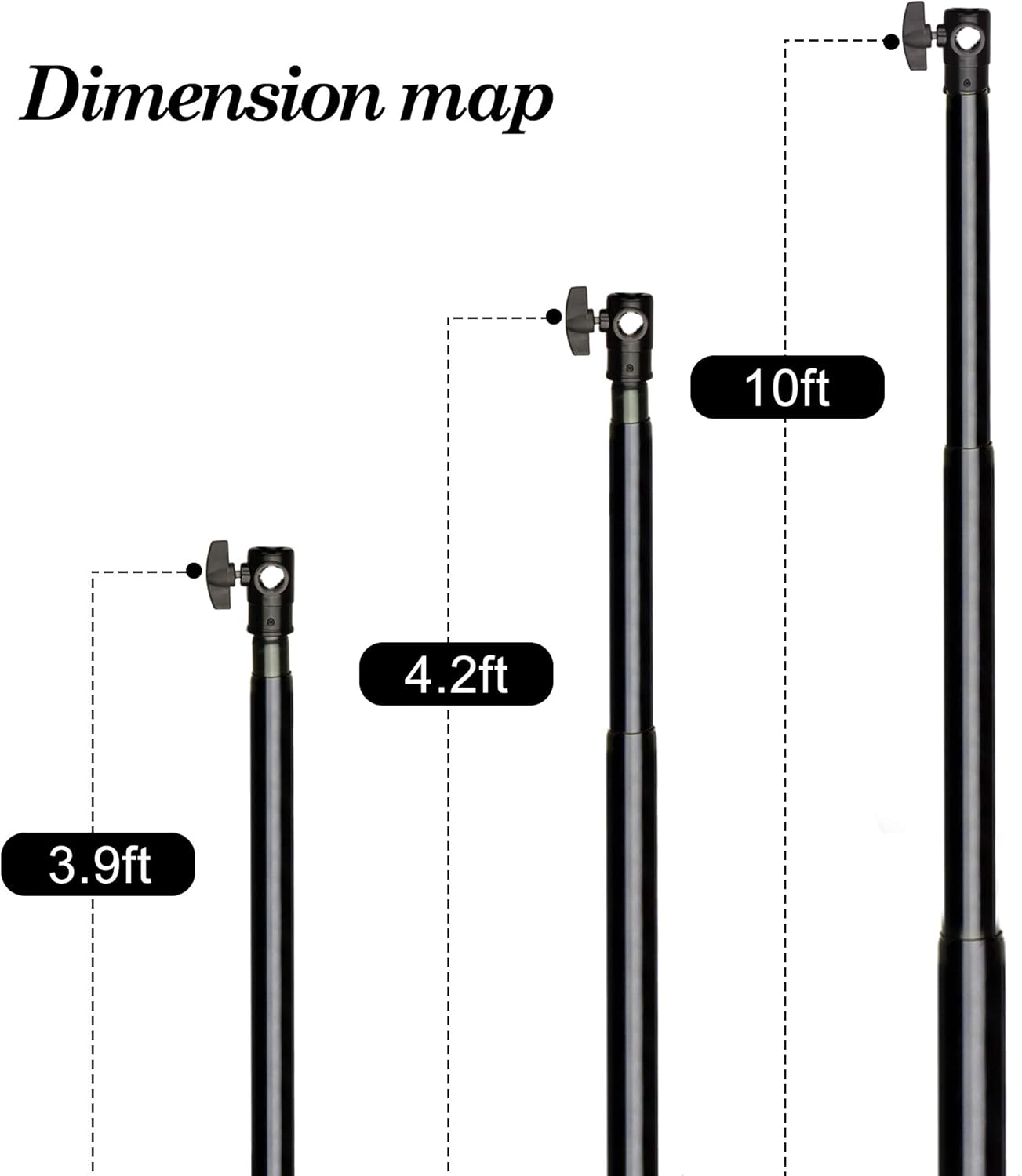 Emart 10 ft Backdrop Stand Aluminum Alloy Telescopic Crossbar, 3 Sections Twist Locking 5/8'' Stud Standard Background Support Cross Arm