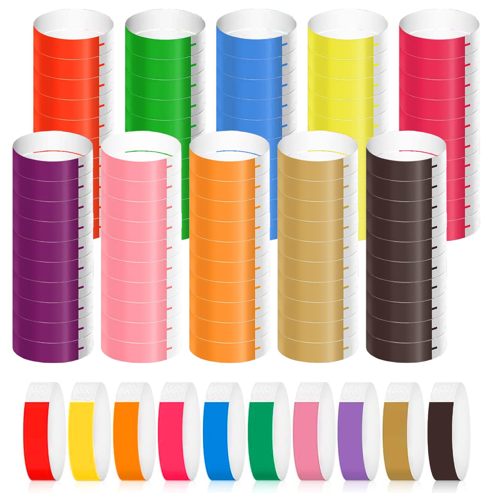 1000Pcs Wristbands for Events, Waterproof Paper Neon Wristbands Party Bands for Events - Colorful Wrist Bands for Event, 10 Colors Entrance Wrist Bands for Events Music Festival Concert Contest