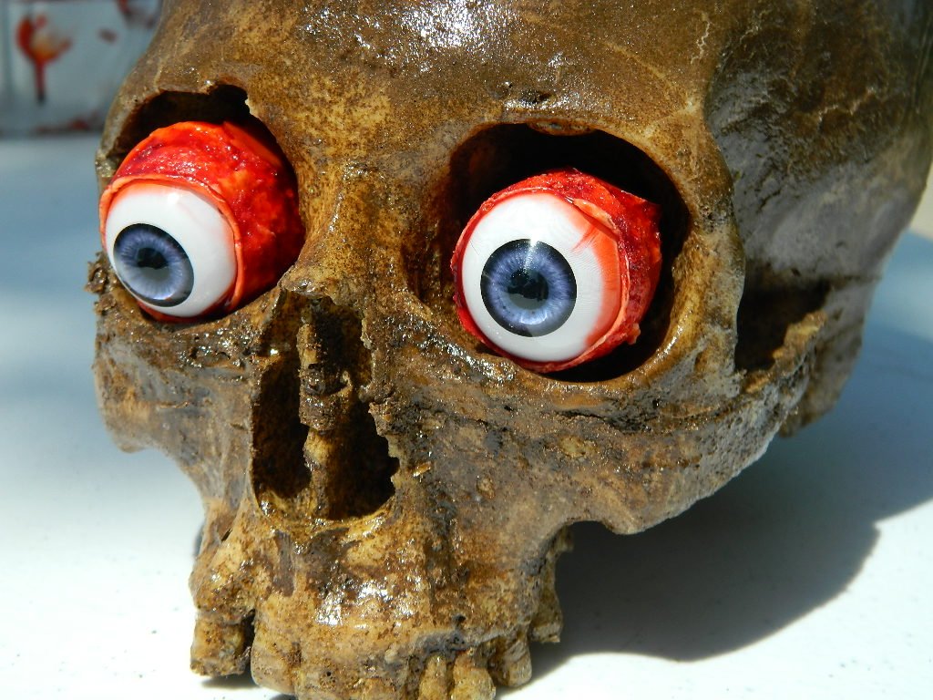 Dead Head Props Realistic Bloody Ripped Out Eyeballs - Life Size Halloween Prop, Purple