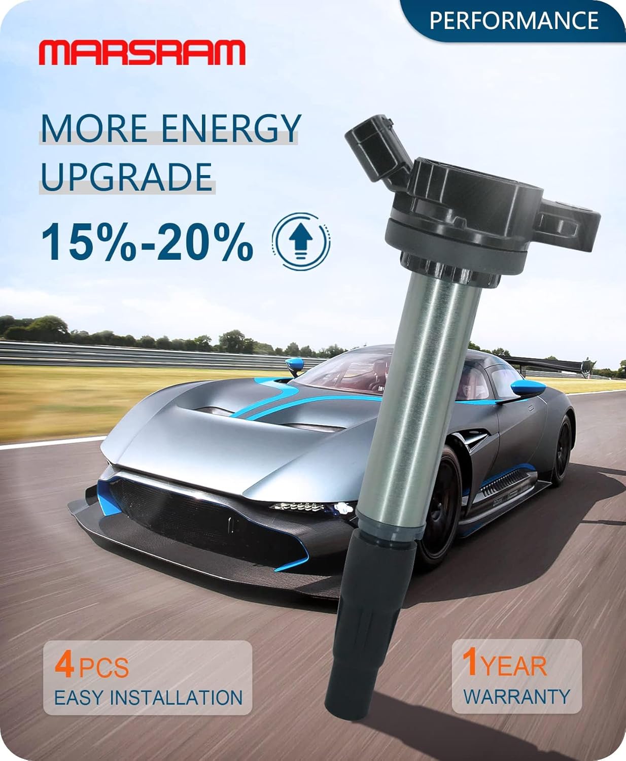 Marsram Ignition Coil Pack UF596 & Double Iridium Spark Plug 4912 for 2009 2010 2011 Toyota Corolla Matrix Prius 2012 2013 2014 2015 2017 Lexus Scion IM XD Pontiac Vibe 1.8L L4 UF619 90919-02258