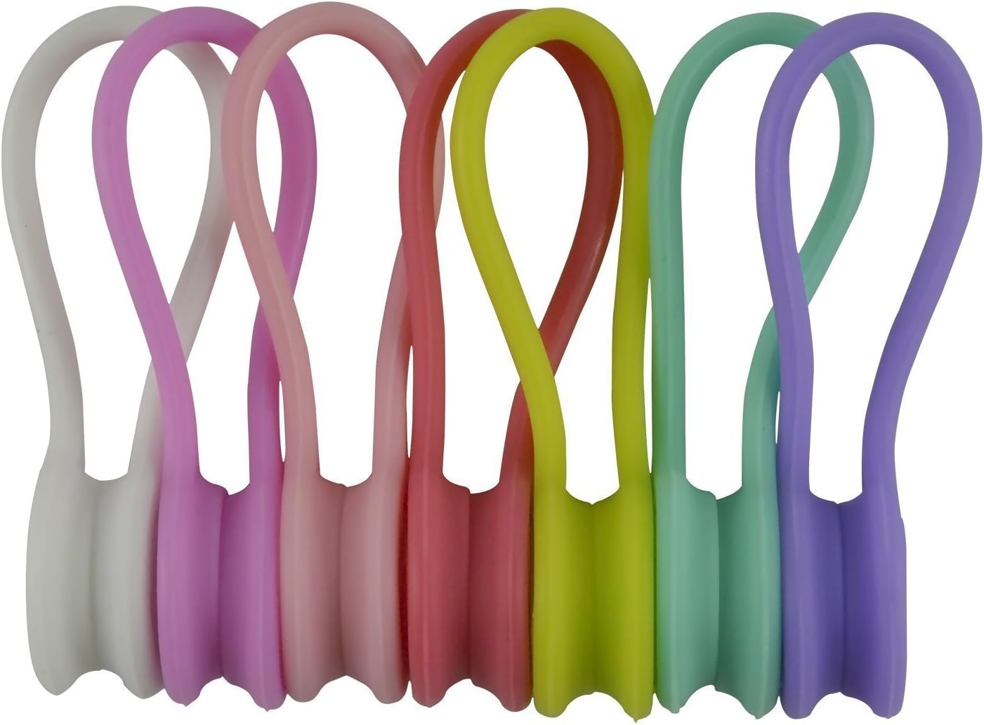 Cable Management, Eridge Multi-purpose Earbuds Cord Organizer USB Cable Winder Wrap Manager Earphone Holder Colorful Soft Silicone Wire Holder (8-Pack, Magnet-adsorption, Bookmark/Key-chain Function)