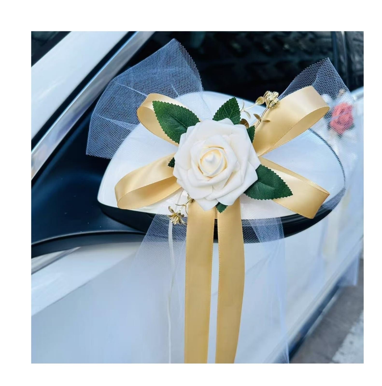 EnxJire Just Married Car Decor Wedding Aisle Chair Flower