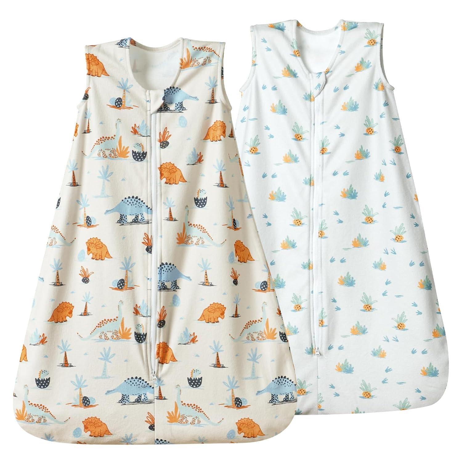 david’s kids Micro Fleece Baby Sleep Sack 0-6 Months, Soft Warm Baby Wearable Blankets with 2-Way Zipper, 2 Pack Comfy Sleeping Bags for Infant Newborn Boys Girls Neutral, Small Size, Dinosaur