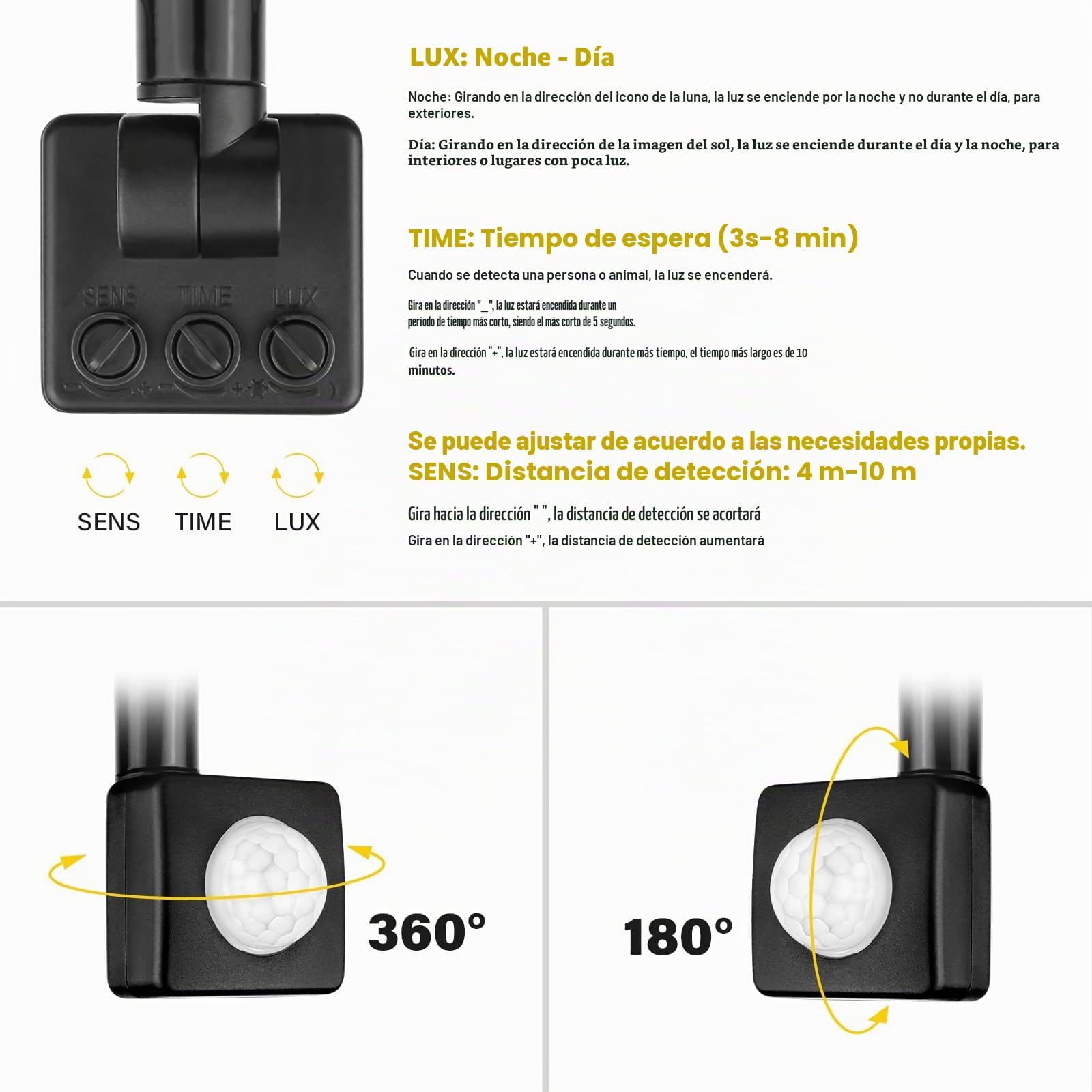 RIGIDON 2x 10W 1000lm focos led exterior con sensor movimiento PIR, 6000K | sin enchufe, blanco frío, foco proyector, IP66 impermeable, seguridad, floodlight, para patio jardín garaje caminos entrada
