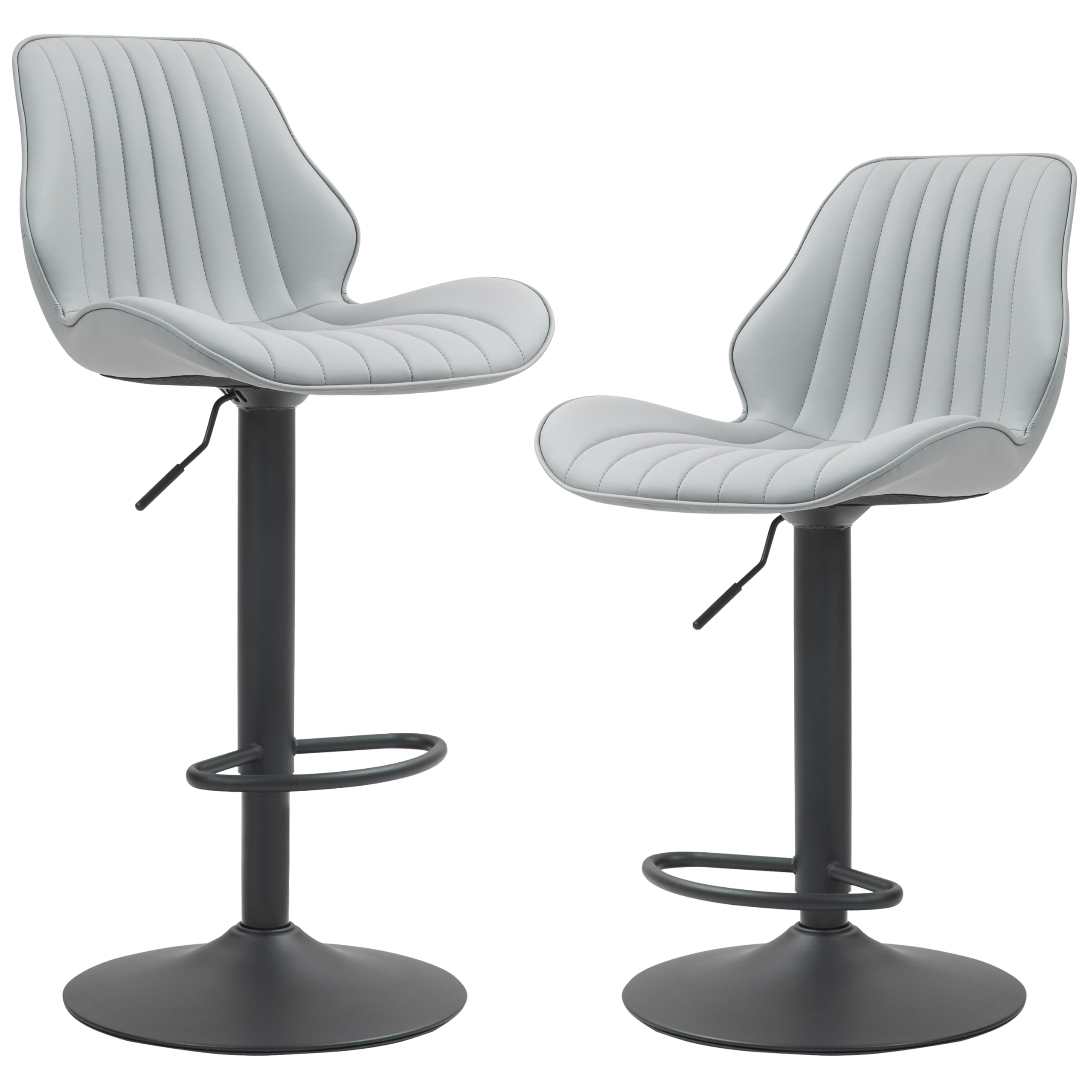 Finnhomy Bar Stools Set of 2, Modern 360° Swivel Faux Leather Bar Stools, 24"-32.5" Seat Height with Back, 330 lbs Capacity, SGS Gas Lift, Upholstered