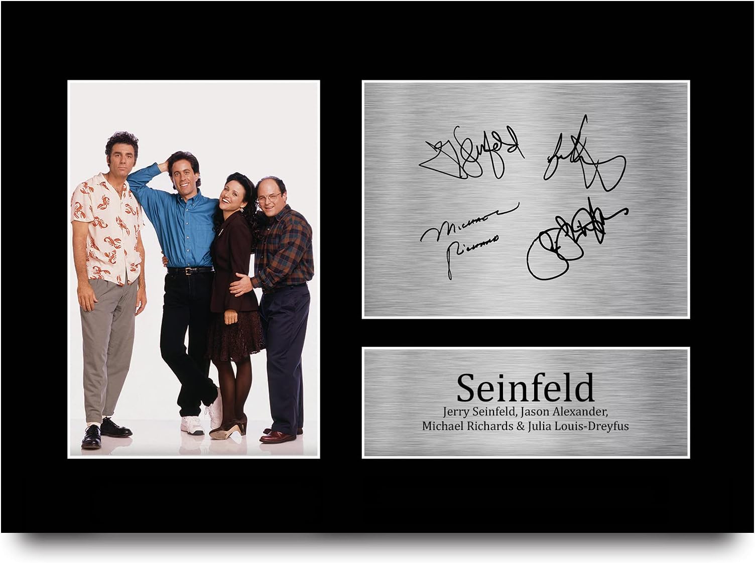 – HWC Trading Gift Seinfeld Signed A4 Printed Autograph Jerry Seinfeld Jason Alexander Michael Richards Julia Louis-Dreyfus Gifts Photo Display