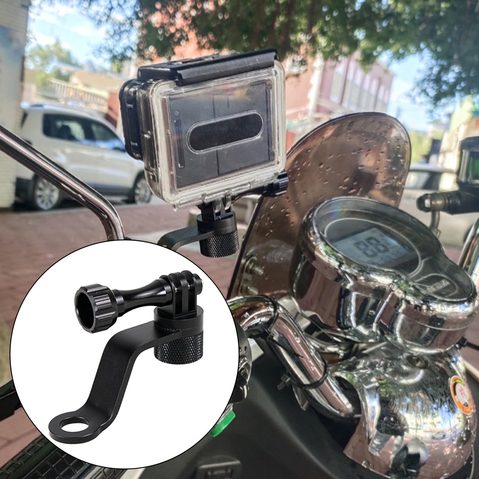 Kangnice Motorcycle Camera Mount Bracket for 9/8/7/6/5/4 Action Camera Rearview Attachment Standard Size Rearview Mount Use