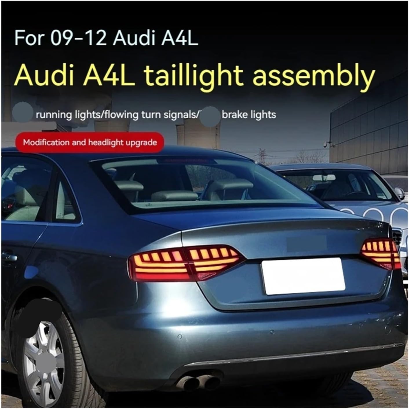 Car Lights Taillights Compatible for Audi A4 2009-2012 A4L Dynamic Turn Signal Light(Smoke)