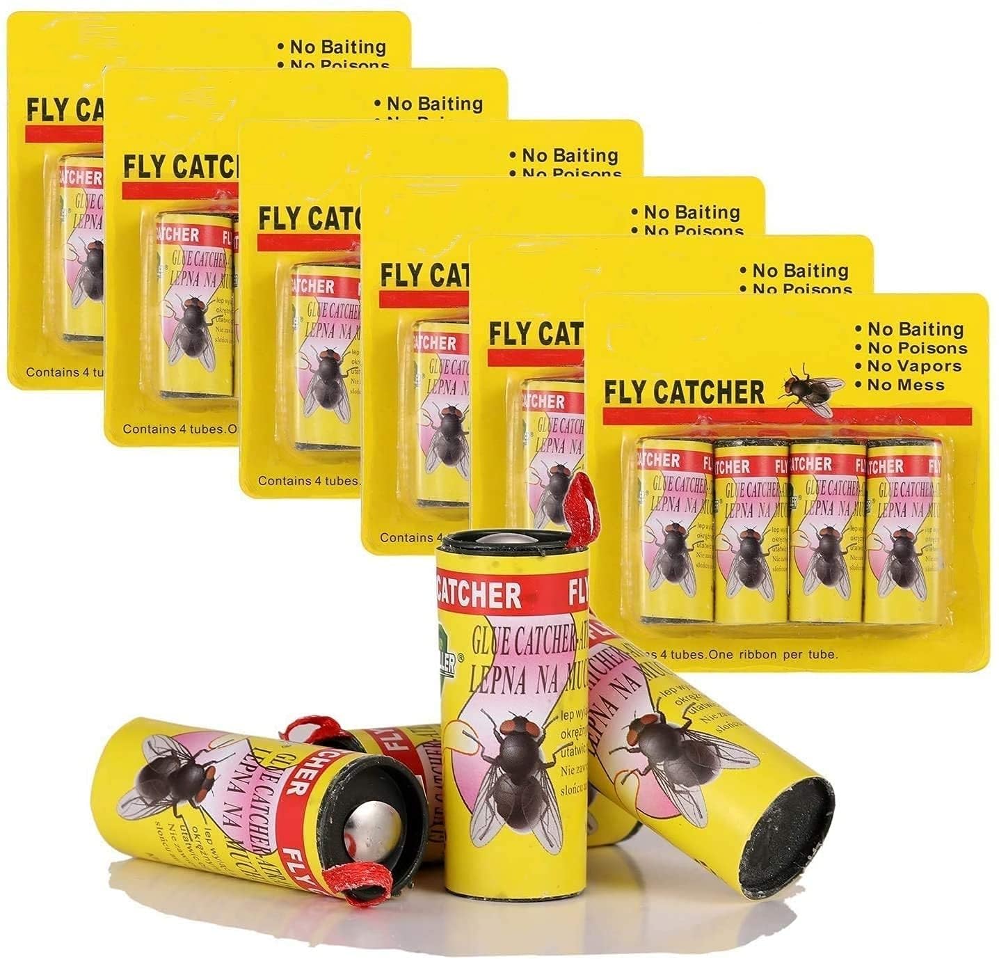 24 Pcs Fly Paper, Pesticide Free Fly Catchers Sticky Flys Strips Insect Flies Trap for Indoor or Outdoor Use